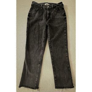 Pacsun Mom‎ Jeans Womens Size 27 Waist High Rise Black Straight Leg Raw Hem 4